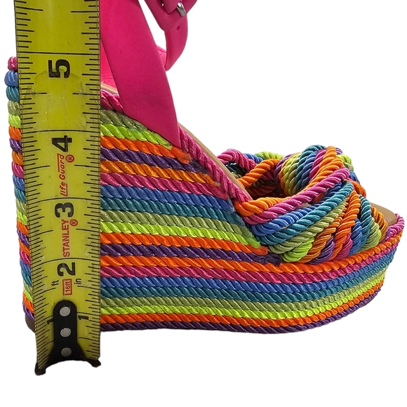 Gianni Bini Wedge Platform Sandal Women's Size 6 Leena Rainbow Cord Striped NEW - Picture 12 of 13